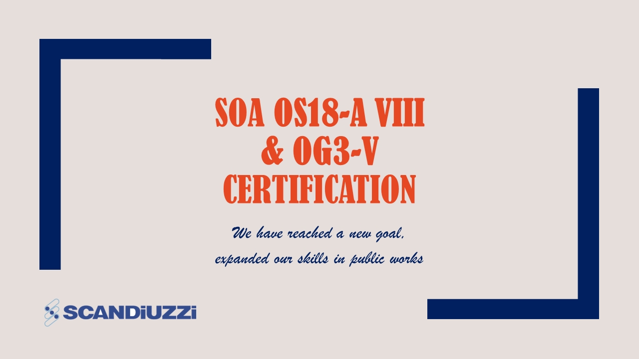 Una nuova categoria si aggiunge ai nostri certificati: SOA OG3-V